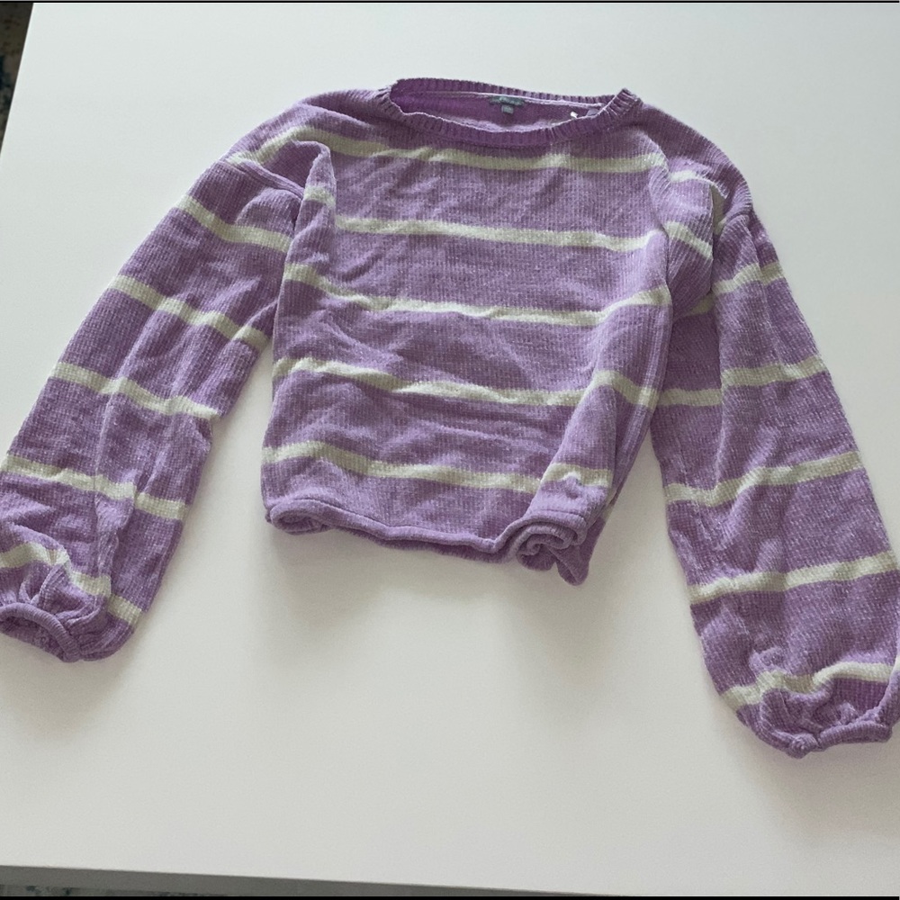 Striped bell sleeve sweater